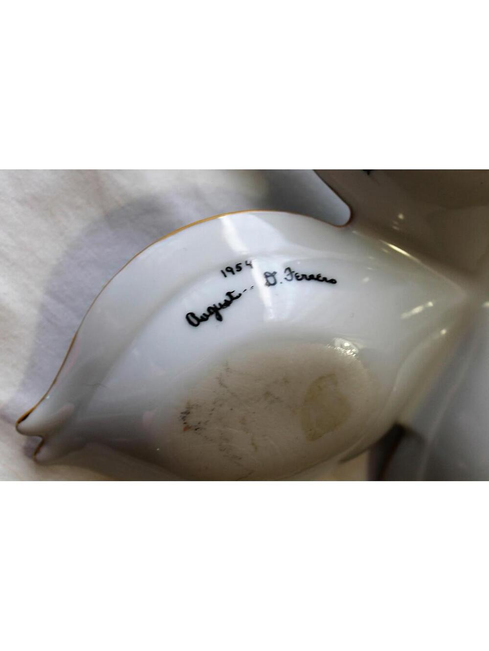 Hand Painted Porcelain Divided Vanity Tray, Signed & Dated 1954 D. Ferrero - Picture 6 of 7